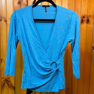 Daisy Fuentes Sky Blue Ring Detail Blouse